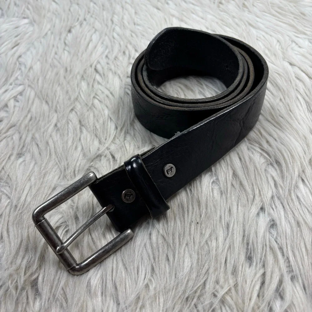 Will Leather Goods Men's 40 Black Leather Waist Belt Quality Basic Classic Moto